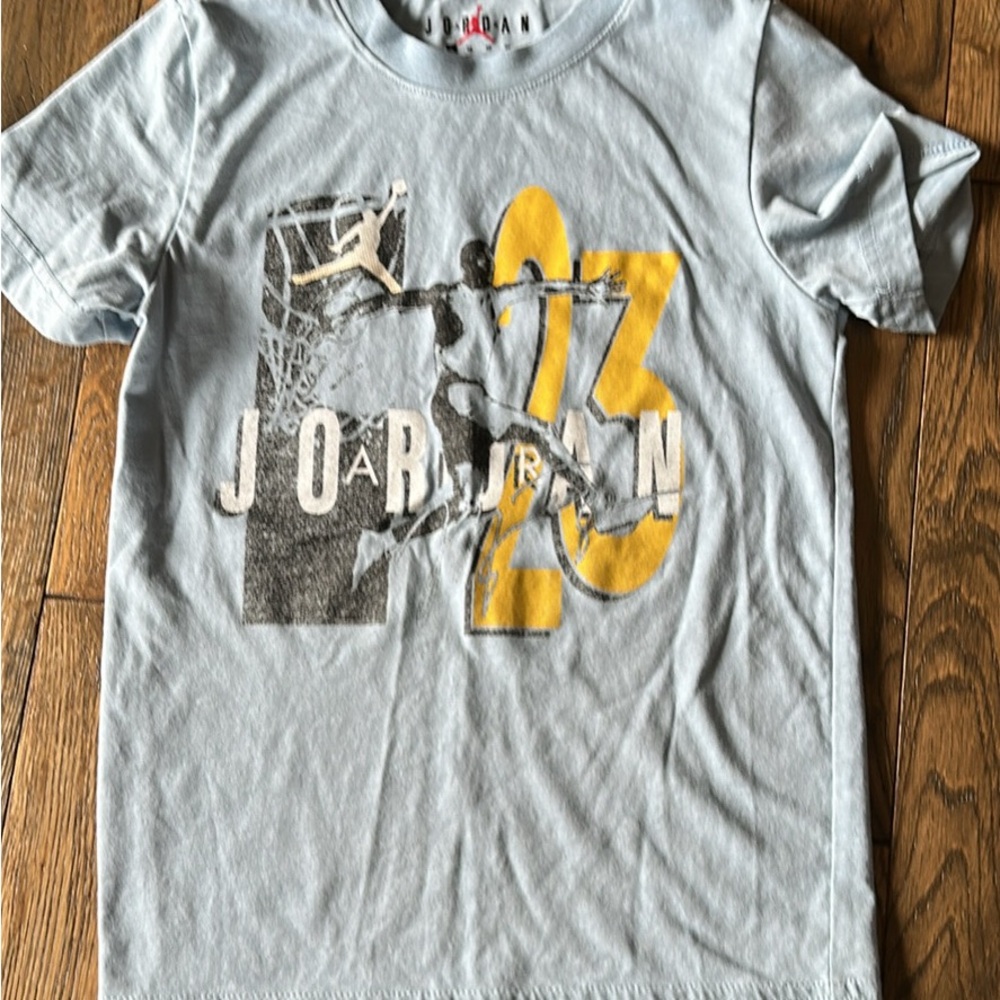 Jordan Blue and Yellow Short Sleeve Tee